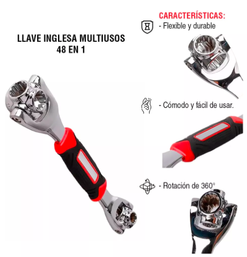 Llave Inglesa Multiusos 48 En 1-Giratoria 360º